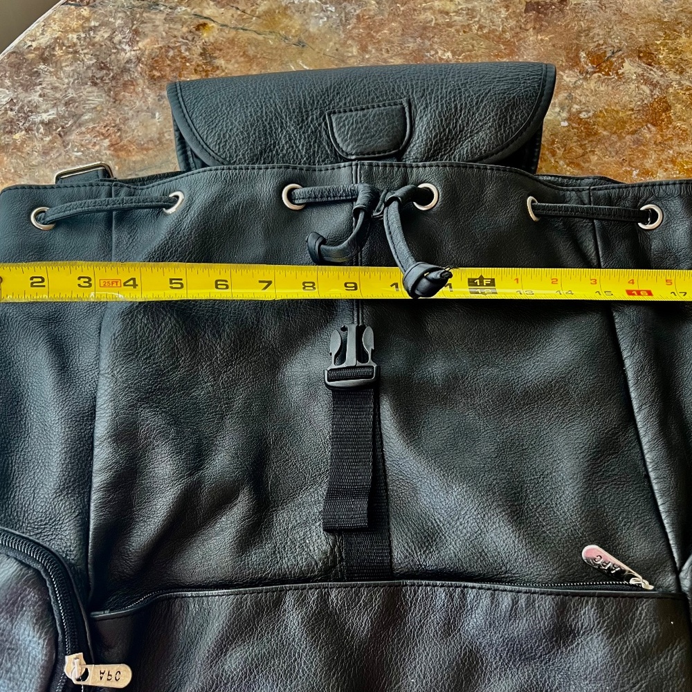Leather Extra Large Backpack Never Used Black Peb… - image 8